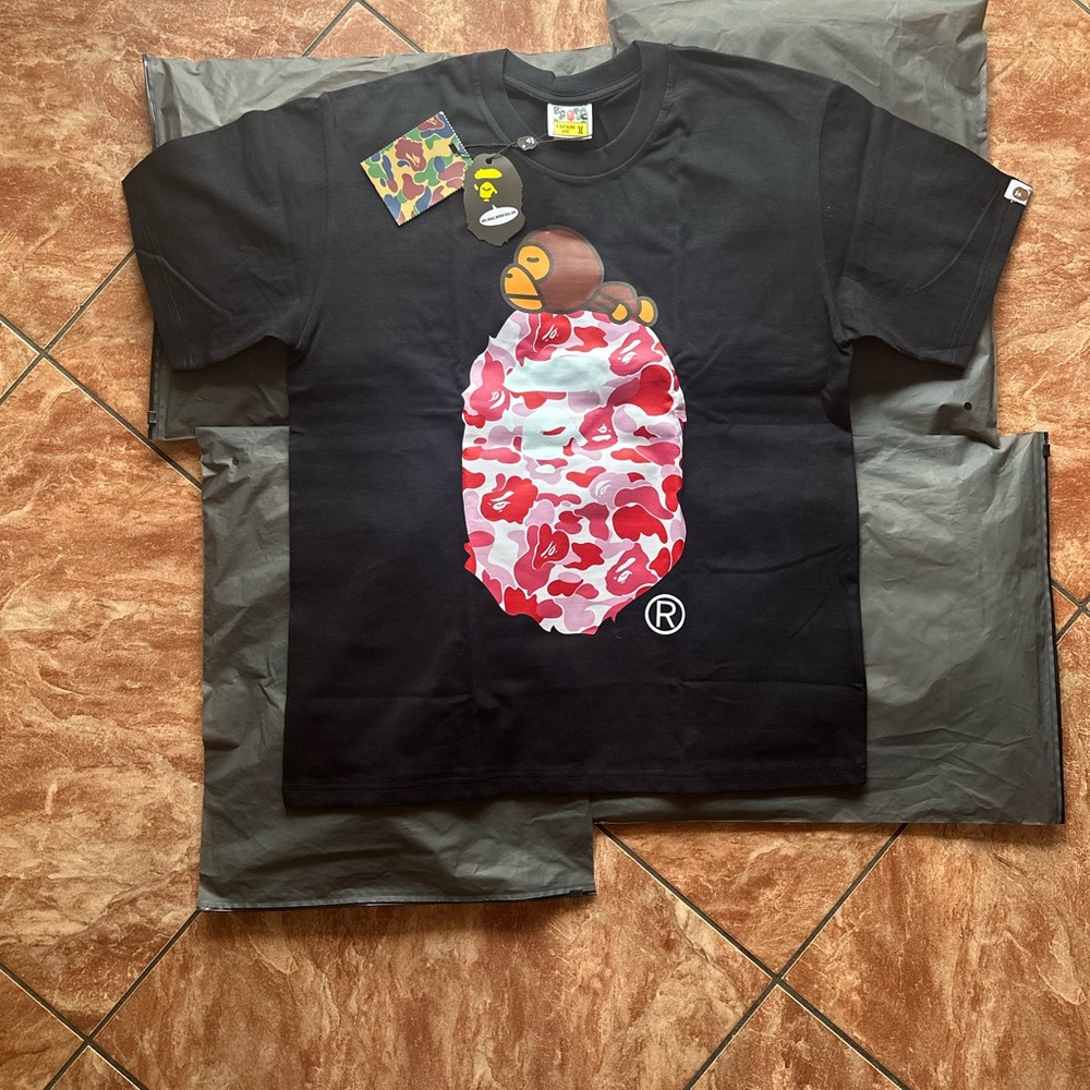 Bape Black Red Graphic Short Sleeve Tee